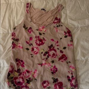 Express Floral Tank Top - Pink and Cream